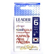 Гачки для риби, №6, Leader Sode, 8шт/уп, колір Gold